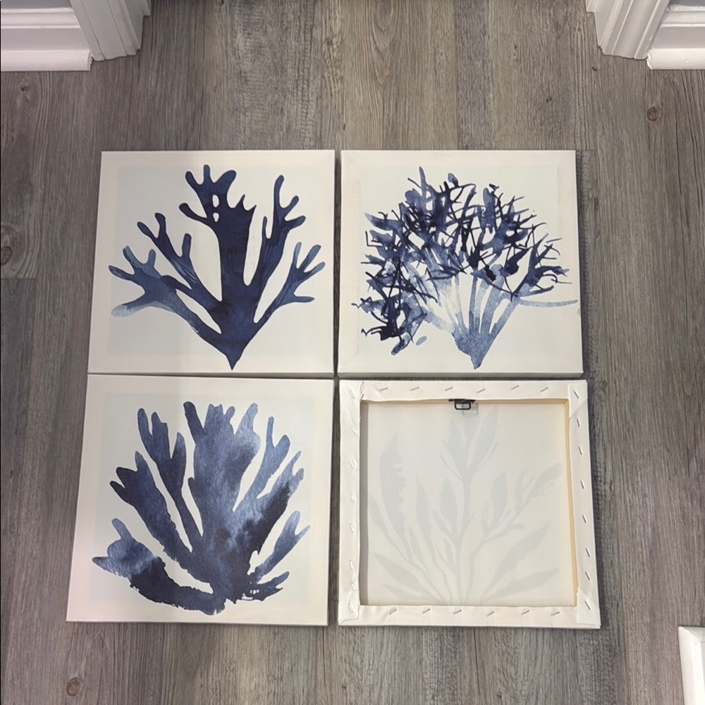 Blue and White Botanical Wall Decor Art Set - Picture 2 of 2